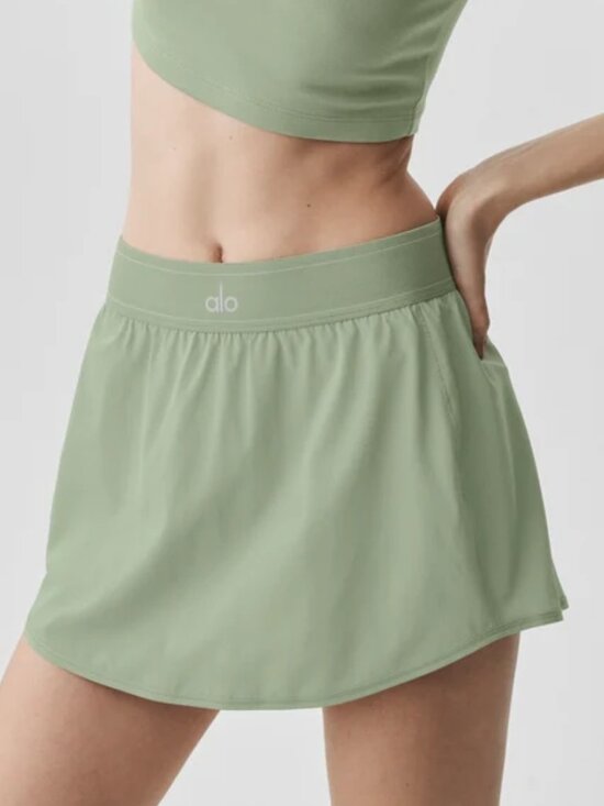 ALO Yoga Dresses & Skirts - Alo Yoga Dune Grass Match Point Tennis Skirt🥑Athletic Style Chic Mini Skirt NWT